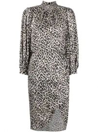 Alice Olivia leopard-print draped-sleeve Midi Dress - Farfetch at Farfetch