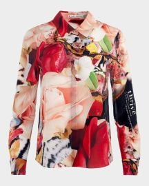 Alice Olivia x Kelly Dabbah Willa Placket Top at Neiman Marcus
