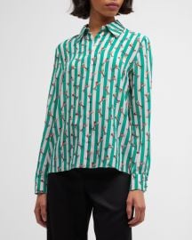 Alice Olivia x Kendra Dandy Willa Placket Top at Neiman Marcus