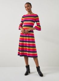 Alice Pink Multi Stripe Metallic Knit Frill Dress Clothing Sale Collections LKBennett London at LK Bennett