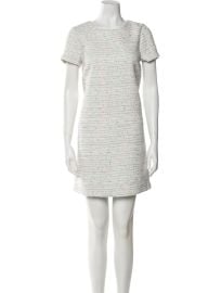 Alice Walk Shift Dress Blue Short Sleeve with Bateau Neckline Concealed at The Real Real