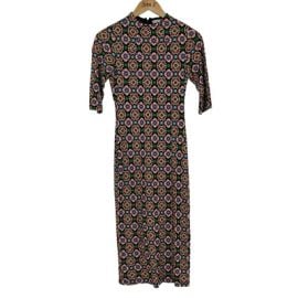 Alice amp Olivia Mock Neck Midi Dress Womens Size 4 Multi-Color Geometric Print eBay at eBay