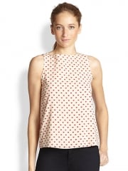 Alice and Olivia - Trina Heart-Print Silk Bow-Back Top at Saks Fifth Avenue