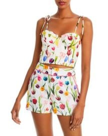 Alice and Olivia Abia Tulip Print Bustier Crop Top Bloomingdales at Bloomingdales