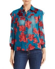 Alice and Olivia Alice   Olivia Ziggy Ruffled Floral Burnout Blouse  Women - Bloomingdale s at Bloomingdales