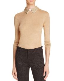 Alice and Olivia Alice Olivia Dia Beaded Collar Metallic Sweater Bloomingdales at Bloomingdales