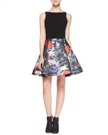 Alice and Olivia Amabel Floral Box-Pleat Dress at Neiman Marcus