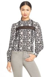 Alice and Olivia Angeline Stretch Silk Top at Nordstrom