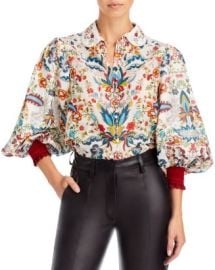 Alice and Olivia April Printed Embroidered Blouse   Bloomingdales at Bloomingdales