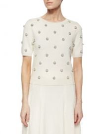 Alice and Olivia Bay Beaded Knit Sweater at Neiman Marcus