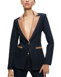 Alice and Olivia Breann Faux Leather Trim Blazer Bloomingdales at Bloomingdales