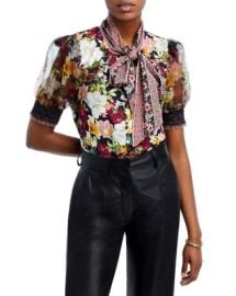 Alice and Olivia Brentley Floral Bow Top Bloomingdales at Bloomingdales