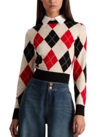 Alice and Olivia Carolann Collared Cropped Argyle Sweater Bloomingdale39s at Bloomingdales