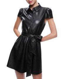 Alice and Olivia Carolyn Faux Leather Mini Shirt Dress Bloomingdales at Bloomingdales