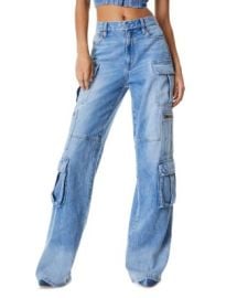 Alice and Olivia Cay High Rise Cargo Wide Leg Jeans in Brea Blue Bloomingdale39s at Bloomingdales