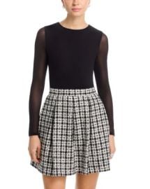 Alice and Olivia Chara Sheer Sleeve Tweed Dress Bloomingdalex27s Women at Bloomingdales