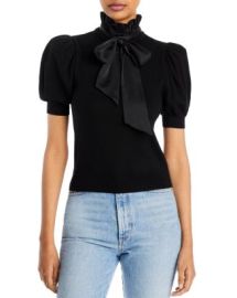 Alice and Olivia Chase Puff Sleeve Ruffle Neck Sweater Bloomingdales at Bloomingdales