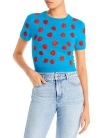 Alice and Olivia Ciara Strawberry Embroidered Sweater   Bloomingdales at Bloomingdales