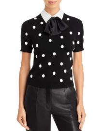 Alice and Olivia Ciara Woven Collar Knit Top   Bloomingdales at Bloomingdales