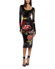 Alice and Olivia Delora Velvet Scoop Neck Midi Dress Bloomingdales at Bloomingdales