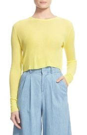 Alice and Olivia Eamon Sheer Rib Crop Top at Nordstrom