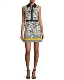 Alice and Olivia Elli Collared Floral Shirtdress Multicolor at Neiman Marcus