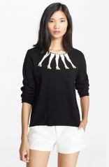 Alice and Olivia Embellished Intarsia Knit Sweater at Nordstrom