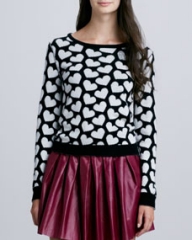 Alice and Olivia Emmy Heart-Print Sweater at Neiman Marcus