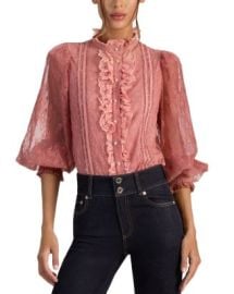 Alice and Olivia Eugenia Mock Neck Lace Top Bloomingdale39s at Bloomingdales