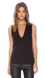 Alice and Olivia Harper Embellished Shoulder Tank in Black  REVOLVE at Revolve