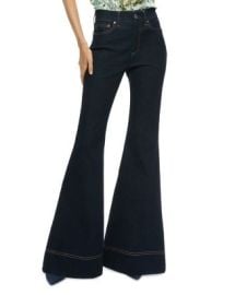 Alice and Olivia High Rise Flare Leg Jeans in Dark Rinse Bloomingdales at Bloomingdales