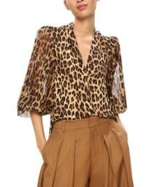 Alice and Olivia Ilan Animal Print Blouse Bloomingdales at Bloomingdales