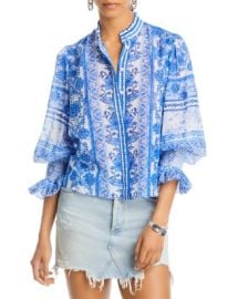 Alice and Olivia Ilan Floral Check Print Blouse Bloomingdales at Bloomingdales