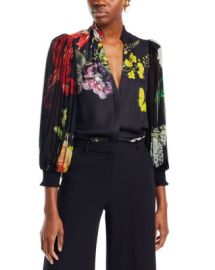 Alice and Olivia Ilan Pleated Sleeve Blouse Bloomingdales at Bloomingdales