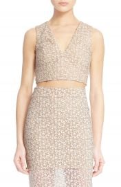 Alice and Olivia Jaya Illusion Lace V-Neck Crop Top at Nordstrom