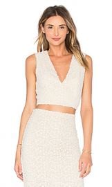 Alice and Olivia Jaya Top in White and Natural from Revolvecom at Revolve