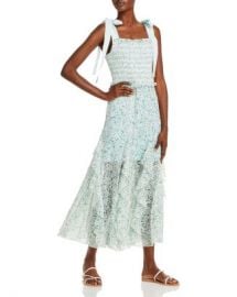 Alice and Olivia Jocelyn Smocked Eyelet Midi Dress Women - Bloomingdale s at Bloomingdales