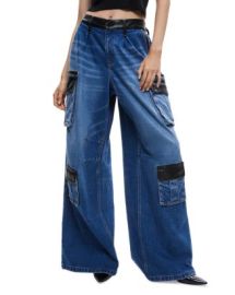 Alice and Olivia Joette Wide Leg Cargo Jeans in Brooklyn Blue Bloomingdales at Bloomingdales