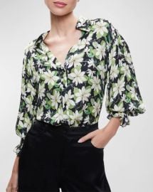 Alice and Olivia Julius Floral Print Blouse at Neiman Marcus