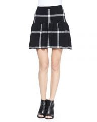 Alice and Olivia Kimbra Checkered Dropped-Skirt at Neiman Marcus