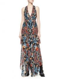 Alice and Olivia Kora Deep-V Printed Dress at Neiman Marcus