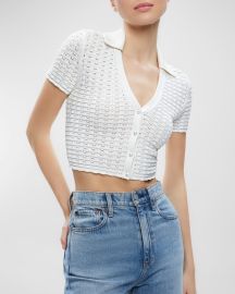 Alice and Olivia Linda Cropped Polo Top at Neiman Marcus