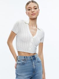 Alice and Olivia Linda Cropped Polo Top at Alice + Olivia