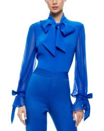 Alice and Olivia Lloyd Silk Bow Blouse Bloomingdales at Bloomingdales