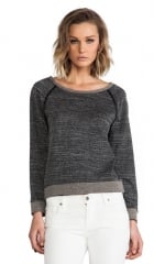 Alice and Olivia Long Sleeve Raglan With Leather Elbow Patch in Black and White  REVOLVE at Revolve