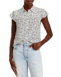 Alice and Olivia Malinda Flutter Sleeve Silk Blouse   Bloomingdales at Bloomingdales