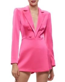 Alice and Olivia Mayra Satin Tuxedo Romper Bloomingdales at Bloomingdales