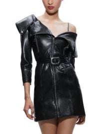 Alice and Olivia Miara Faux Leather Asymmetric Moto Mini Dress Bloomingdales at Bloomingdales