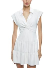 Alice and Olivia Mila Faux Leather Twist Front Cap Sleeve Dress Bloomingdales at Bloomingdales