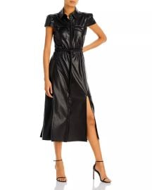 Alice and Olivia Miranda Faux Leather Midi Shirt Dress Bloomingdales at Bloomingdales